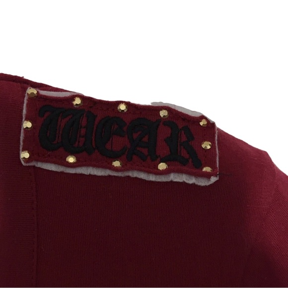 Rocawear Womens Vintage Tshirt with Ruched Sides Patches Studs - Picture 4 of 8